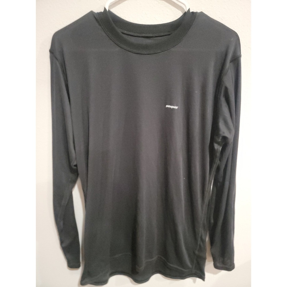 Patagonia Performance Base Layer Capilene Black Shirt Long Sleeve Size L